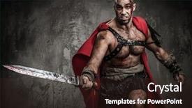  Presentation with roman soldier - Theme enhanced with roman soldier - wounded gladiator attacking with sword background and a wine colored foreground