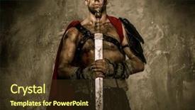  Presentation with gladiator - PPT theme enhanced with roman soldier - wounded gladiator holding sword covered background and a tawny brown colored foreground