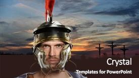  Presentation with roman soldier - Beautiful slide set featuring roman soldier with crosses backdrop and a wine colored foreground