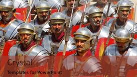  Presentation with soldiers - PPT theme featuring roman-soldiers-during-roman-show background and a tawny brown colored foreground