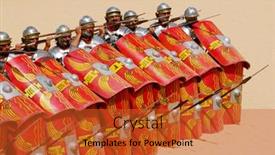  Presentation with soldiers - Presentation enhanced with roman-soldiers-in-defence-position background and a red colored foreground