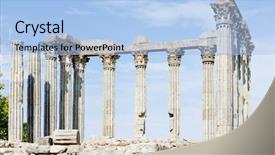  Presentation with history civil engineering roman aqueduct - Theme having roman temple of diana evora background and a light blue colored foreground