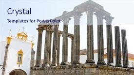  Presentation with roman - Audience pleasing PPT theme consisting of roman temple of diana evora backdrop and a sky blue colored foreground