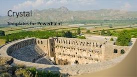  Presentation with roman theatre - PPT theme having roman theater in aspendos turkey background and a light blue colored foreground