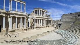  Presentation with theater - PPT theme featuring roman theater in merida the theater today is used for theatrical performances merida badajoz extremadura spain background and a mint green colored foreground