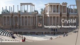  Presentation with roman ruins - Presentation featuring roman theater ruins in merida spain background and a gray colored foreground