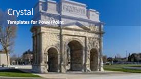  Presentation with heritage - Presentation theme enhanced with roman-triumphal-arch-orange-unesco background and a ocean colored foreground