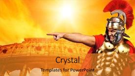  Presentation with roman soldier - Presentation theme having roman war - angry legionary soldier in front background and a gold colored foreground