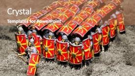  Presentation with ancient roman - Colorful slides enhanced with roman wariors in traditional formation backdrop and a coral colored foreground
