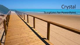  Presentation with beach - Cool new PPT theme with romana beach playa in alcossebre backdrop and a light blue colored foreground