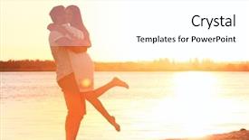  Presentation with sunset beach - Audience pleasing slides consisting of romance - young couple in love backdrop and a white colored foreground