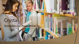  Presentation with female - Presentation design consisting of romance literature - blurred young male looking background and a  colored foreground