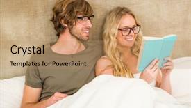  Presentation with reading - Presentation theme consisting of romance literature - cute couple reading a book background and a  colored foreground
