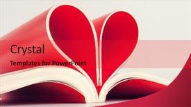  Presentation with shape heart - Amazing PPT theme having romance literature - pages in heart shape backdrop and a  colored foreground