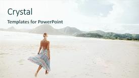  Presentation with ethnic - PPT layouts consisting of romanesque - woman wearing ethnic flying dress background and a sky blue colored foreground