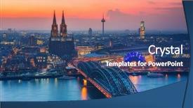 Presentation with cologne - Audience pleasing slides consisting of romanesque architecture - aerial view on cologne backdrop and a ocean colored foreground