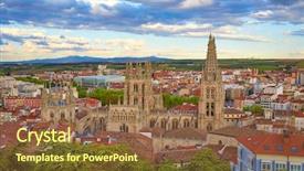  Presentation with arizona sunset view - Slide set with romanesque architecture - burgos aerial view skyline sunset background and a tawny brown colored foreground