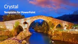  Presentation with roman - Slide deck with romanesque architecture - cangas de onis roman bridge background and a cobalt blue colored foreground