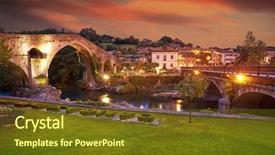  Presentation with ancient roman aqueduct bridge - PPT layouts having romanesque architecture - cangas de onis roman bridge background and a tawny brown colored foreground