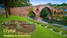  Presentation with ancient roman aqueduct bridge - Slide set consisting of romanesque architecture - cangas de onis roman bridge background and a tawny brown colored foreground