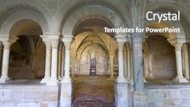  Presentation with monastery - Slides featuring romanesque architecture - chapter house of the monastery background and a tawny brown colored foreground