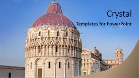  Presentation with heritage - Beautiful PPT theme featuring romanesque architecture - piazza dei miracoli known backdrop and a teal colored foreground