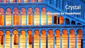  Presentation with italy art - PPT layouts having romanesque art - architectural detail of the pisa background and a ocean colored foreground