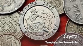  Presentation with spanish and english - Slides featuring romanesque art - coins of spain spanish commemorative background and a tawny brown colored foreground