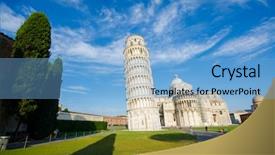  Presentation with tower - Beautiful slide set featuring romanesque art - famous leaning tower of pisa backdrop and a light blue colored foreground