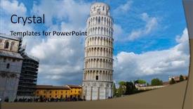  Presentation with tower - Slides consisting of romanesque art - famous leaning tower of pisa background and a  colored foreground