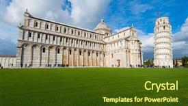  Presentation with tower - PPT theme consisting of romanesque art - famous leaning tower of pisa background and a tawny brown colored foreground