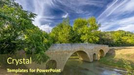  Presentation with world heritage - PPT theme featuring romanesque-bridge-of-artigue background and a tawny brown colored foreground
