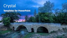  Presentation with world heritage - Presentation design having romanesque-bridge-of-artigue background and a cobalt blue colored foreground