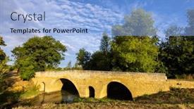  Presentation with world heritage - Slides enhanced with romanesque-bridge-of-artigue background and a light blue colored foreground