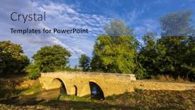  Presentation with world heritage - Slide deck having romanesque-bridge-of-artigue background and a teal colored foreground