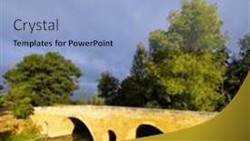  Presentation with route - Presentation design consisting of romanesque-bridge-of-artigue background and a light blue colored foreground