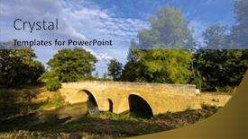  Presentation with world heritage - Slides consisting of romanesque-bridge-of-artigue background and a light blue colored foreground