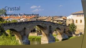  Presentation with bridge - PPT theme with romanesque-bridge-puente-la-reina background and a  colored foreground
