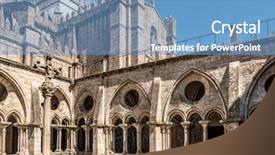  Presentation with roman catholic - Beautiful PPT theme featuring cathedrals - romanesque cathedral of porto portugal backdrop and a teal colored foreground