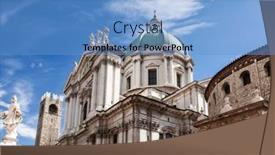  Presentation with baroque - Presentation design featuring romanesque-circular-old-cathedral-duomo background and a teal colored foreground