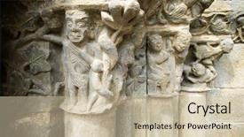  Presentation with church finances - Slide set featuring romanesque front in spanish church background and a soft green colored foreground