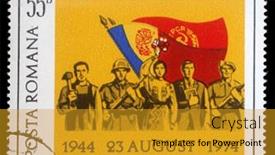  Presentation with liberation - Presentation enhanced with romania-circa-1974-a-stamp background and a gold colored foreground