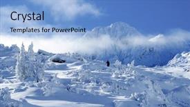  Presentation with alpine - Presentation theme enhanced with romania europe snow covered moutain background and a light blue colored foreground