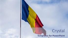  Presentation with romania - Slide set enhanced with romania-flag-background-in-wind background and a sky blue colored foreground