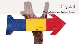  Presentation with free romania flag - PPT theme having romania flag wooden sign isolated background and a lemonade colored foreground