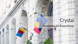  Presentation with flag - Slide deck consisting of romanian and eu flag background and a white colored foreground