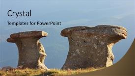  Presentation with geological - Colorful PPT layouts enhanced with romanian babele geological phenomenon formed through erosion backdrop and a light blue colored foreground