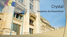  Presentation with parliament - Audience pleasing presentation theme consisting of the parliament bucharest romania backdrop and a light blue colored foreground