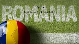  Presentation with soccer field - Slide deck consisting of romania ball in a soccer background and a seafoam green colored foreground