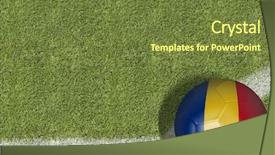  Presentation with soccer field - Cool new PPT layouts with romania ball in a soccer backdrop and a tawny brown colored foreground